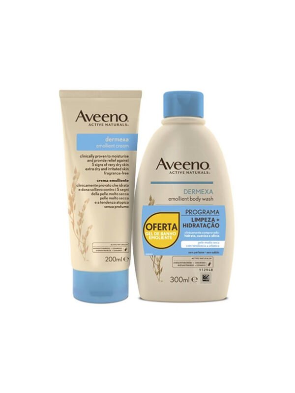 Dermexa Emollient Cream 200ml + Emollient Body Wash 300ml