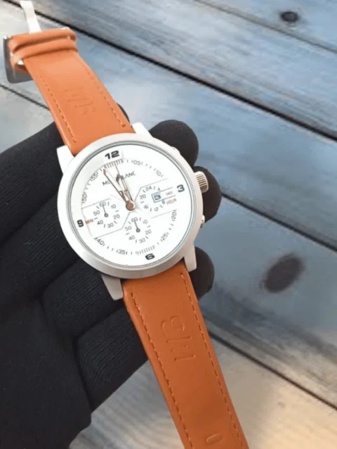 Montblanc leather strap watch for men-3