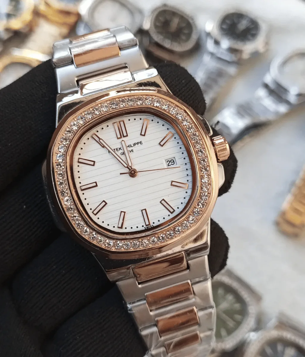 Men's Patek Phillips Nautilus watch with stone bezel-1