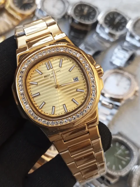 Stone bezel Patek Phillips Nautilus men's watch