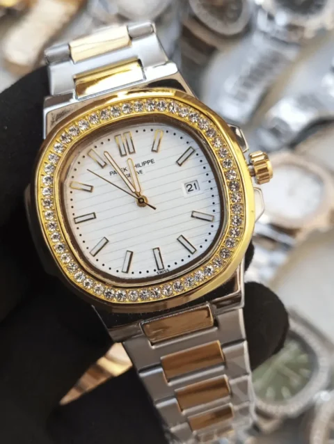 Patek Phillips Nautilus stone bezel watch for men-1