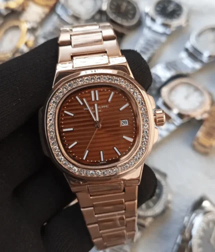 P P Stone Bezel Nautilus Men's Watch